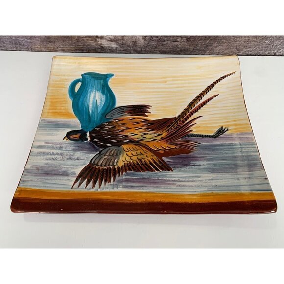 Italian Wall Plate Handmade Signed Pimpinelli M. Deruta Made in Italy Bird Pot - Picture 9 of 9